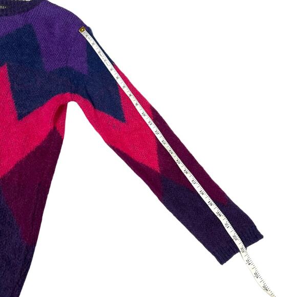 Gemelli Sweater Chevron Mohair Blend Crewneck Purple Blue Pink Women's Small - Picture 6 of 11